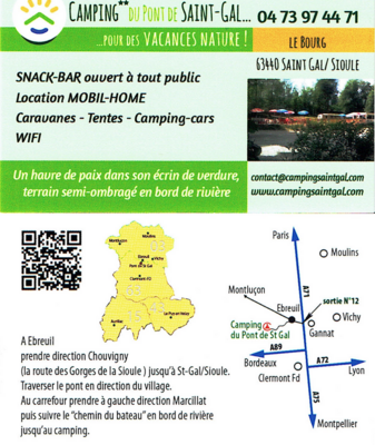 Carte de visite du camping de Saint-Gal
